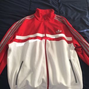 red adidas zip up